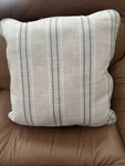 Throw Pillow 18.5 X Beige With Blue Threads. Fixed Price $18.00.