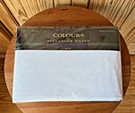 Colours By Alexander Julian Dan River Queen Flat Sheet Percale 90'S Beige/white. Fixed Price $14.50.