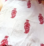Jaclyn Smith Today 2-PC White Cotton Red Paisley Sheets Flat & Fitted Queen Sz. Fixed Price $22.99.