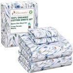 Ruvanti 100% Organic Cotton Sheets Size, Percale Queen, Daisy Bud. Fixed Price $79.99.