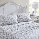 Laura Ashley Home - 3 Pieces Twin Sheets, Cotton Flannel Bedding Set, Brushed.... Fixed Price $38.23.