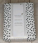 Papyrus Queen Sheet Set 100% White Cotton Percale Black Hearts Valentine's Day. Fixed Price $64.95.