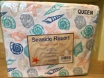 Seaside Resorts Seashells Queen Sheet Set. Fixed Price $38.00.