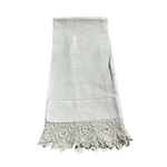 Antique Ivory Linen Miniature 20"X11" Pillowcase Hand Crotched Lace Trim See. Fixed Price $30.00.