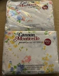 Vtg Cannon Monticello Hillary Full Fitted + Flat Floral Bed Sheet New Nos. Fixed Price $40.00.