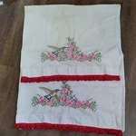Vtg Hand Embroidered Hummingbird Morning Glory Standard Size Pillow Cases Set 2. Fixed Price $24.93.