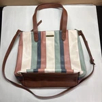 Frye Co Pink-brown-teal Stripe Tote Bag Purse Handle Strap Crossbody. Fixed Price $45.00.