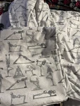 Skull & Bones Skeletons Doing Yoga Poses 4 Piece Queen Sheet Set. Fixed Price $40.00.