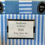 Transitional At Home 6PC King Sheet Set Baby Blue With White Stripes. Fixed Price $50.00.