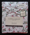 Laura Ashley Queen Sheet Set Berry Bright Red Green 4PC Cottage Holiday Cotton. Fixed Price $57.00.