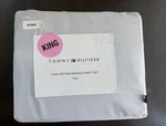 Tommy Hilfiger King Christopher Texture Light Gray Percale Cotton Sheet 4 Pc Set. Fixed Price $69.00.