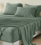 Gokotta 100% Bamboo Rayon King Fitted Sheet & 4 Pillowcases, Green, No Flat. Fixed Price $55.00.