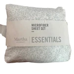 New Martha Stewart Essentials Microfiber King Sheet Set Slate Blue Floral Vine. Fixed Price $29.00.