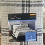 New Cuddl Duds Full Size 4 Pc Heavyweight Flannel Sheet Set - Neutral Plaid. Fixed Price $49.00.