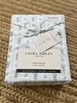 New Laura Ashley Queen Size Sweet Buds Blue Floral 100% Cotton Percale Sheet Set. Fixed Price $85.00.