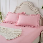 3-PIECES Ruffle Pillow Case & Fitted Set, Light Pink Queen Sheets With 2 Ruff.... Fixed Price $27.53.