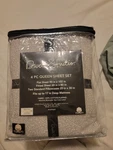 Dwellstudio Queen 100% Cotton Flannel Sheet Set Gray White Fits 17" Deep. Fixed Price $40.00.