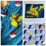 Pokemon Twin Flat Fitted Sheet Pillow Case Set Lightning Bolts Yellow Blue Red. Fixed Price $26.95.
