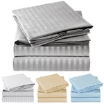 Mellanni 4-PIECE Bed Sheet Set Striped Deep Pockets, Wrinkle Resistant. Fixed Price $42.97.