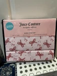 Juicy Couture Queen Sheet Set 6 Pc Pink Candy Cane Bow Ribbon Christmas New. Fixed Price $45.00.