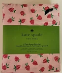 New 4PC Kate Spade Queen Sheet Set Raspberries 100% Cotton Percale Flat Fitted. Fixed Price $69.99.