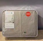 Authentic Cotton Lacoste Luxury King Sheet Set 4 Pcs Sealed Iconic Logo Grey New. Fixed Price $75.00.