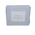 Tommy Hilfiger 100% Cotton Percale Sheet Set Queen Blue & White Striped Bedding. Fixed Price $110.00.