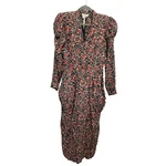Vintage Nicole Miller Floral Rayon Hong Kong Dress Pockets Puff Sleeve Size 10. Fixed Price $85.00.
