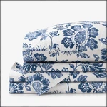 The Company Store Floral Indigo Garden Cotton Percale Sheet Set Blue Twin. Fixed Price $94.50.