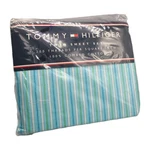 Vtg Tommy Hilfiger Twin Sheet Set Blue Green White Striped Cotton 3 Pieces New. Fixed Price $54.97.