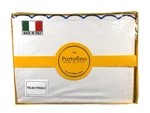 Portofino King Sheet Set Italian Percale 100% Cotton Made Italy White Blue Tr. Fixed Price $125.99.