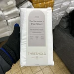 Threshold Performance Twin Flat Sheet 100% Cotton 400TC Solid White. Fixed Price $19.49.