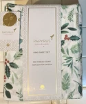 Papyrus King Sheet Set Christmas 100% Cotton Sateen Holly Berry Holiday Foliage. Fixed Price $69.99.