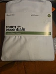 Room Essentials Easy Care Cotton Sateen King 4 Pc White Sheet & Pillowcase Set. Fixed Price $20.00.