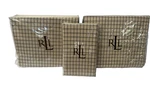 Ralph Lauren Bedford Hunt Cream Tattersall 4PC King Sheet Set Flat, Fitted & Pcs. Fixed Price $450.00.
