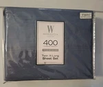 New Wamsutta Blue Twin X-long Sheet Set 100% Cotton Sateen 400 Thread Count. Fixed Price $50.98.