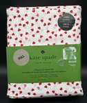 Kate Spade Full Size 4 Piece Sheet Set Pink Red Hearts White 100% Cotton New. Fixed Price $39.95.