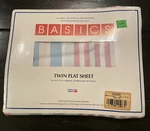 Westpoint Stevens Basics Twin Flat Sheet Pink Blue Stripe Iron Sealed New Nos. Fixed Price $13.46.
