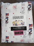 Nwt Berkshire Peanuts Snoopy White Flag Patriotic Star Firework Queen Sheet Set. Fixed Price $59.99.