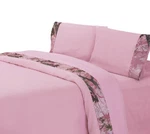 Paseo Road Camo Rustic Bedding 4 Piece Full Sheet Set, Pink Leafy Oak Ca.... Fixed Price $52.49.