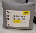 Aq Textiles Percale Solid 4-PC. Sheet Set, King Grey. Fixed Price $48.99.