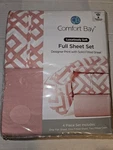 Comfort Bay Full Size Sheet Set 4 Piece Pink And White. Fixed Price $12.99.