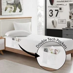 Urban Shop Double Sided Tech Pocket Fitted Sheet With Pillowcase, Full, White. Fixed Price $26.97.
