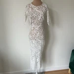 For Love & Lemons Luna Lace Sheet Open Back White Maxi Dress Nwot Size X-small. Fixed Price $115.00.