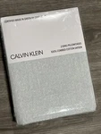 Calvin Klein King Pillowcases Light Gray Blue Floral Pin Dot 100% Combed Cotton. Fixed Price $35.00.