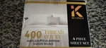 Ki Linen 4 Piece Sheet Set 100% Egyptian Cotton Sateen Weave Deep Pocket. Fixed Price $55.00.