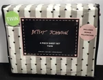 Betsey Johnson 4 Pc Hearts Stripes Design Twin Sheet Set Ivory Tan Black Nwt. Fixed Price $34.96.