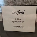 Bedford 6 Piece Queen Sheet Set Microfiber White Solid Includes 4 Pillowcases. Fixed Price $10.99.