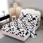 Sdy 4PCS Bedding Sheets Set,cow Print, Queen, Black And White. Fixed Price $37.42.