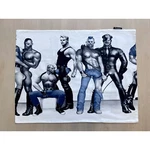 Tom Of Finland Blue Squad Cushion Cover By Finlayson, Satin Pillowcase. Fixed Price $49.98.